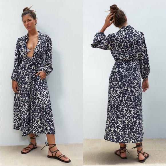 Zara Emilie Belted Midi Dress - Picture 1 of 16